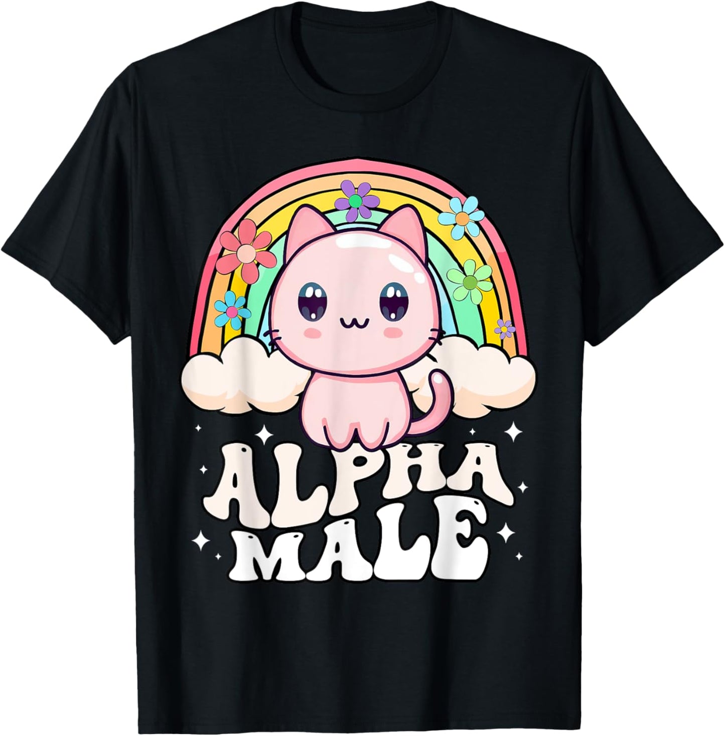 Alpha Male Cat Rainbow T-Shirt - T-Shirt | Black