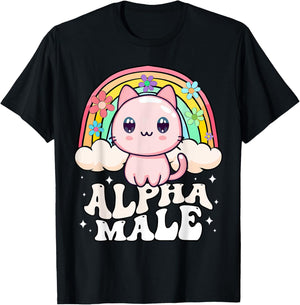 Alpha Male Cat Rainbow T-Shirt - T-Shirt | Black
