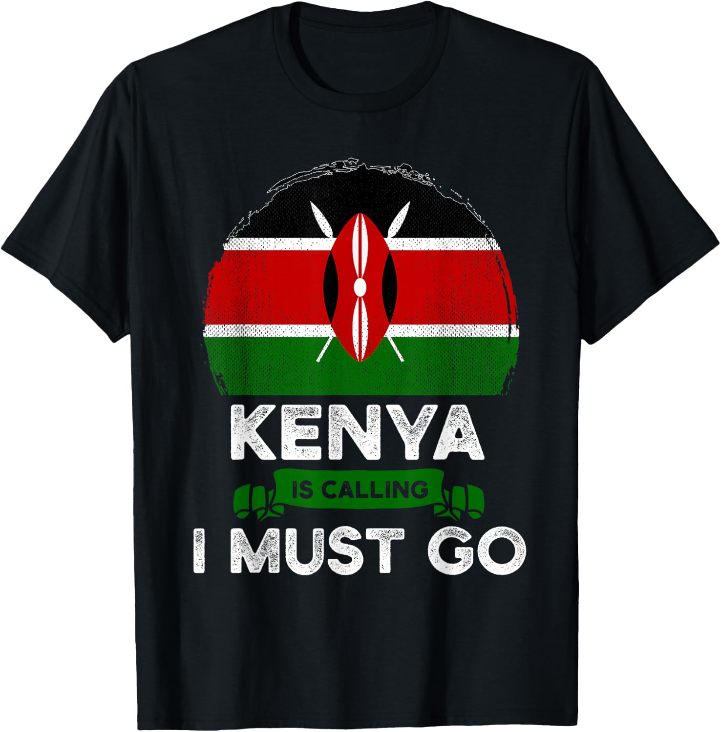 Kenya Is Calling I Must Go Heritage Kenyan Roots Pride Flag T-Shirt - T-Shirt | Black