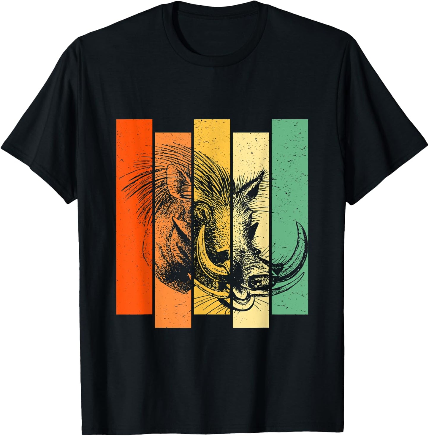 Warthog Africa Pig Wildlife Animal Retro Vintage T-Shirt - T-Shirt | Black