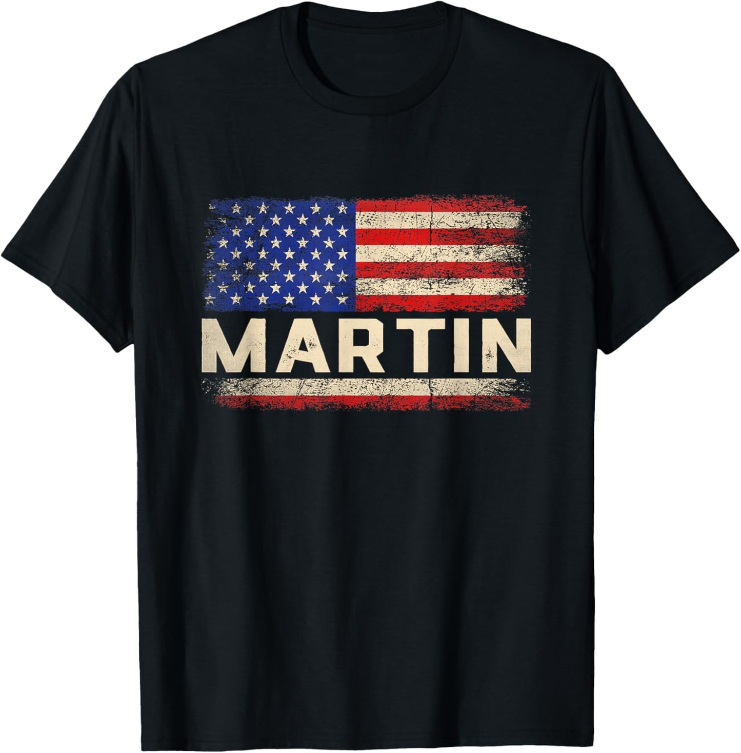 Martin Last Name Shirt Martin Name American Flag T-Shirt - T-Shirt | Black