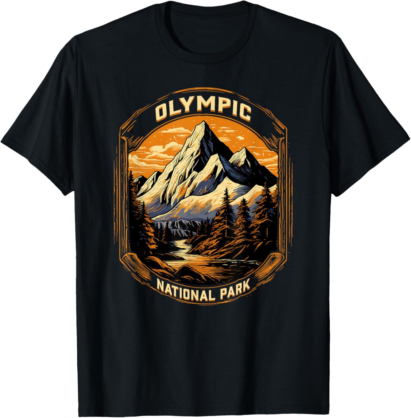 Olympic National Park Mountain River Tourist Souvenir T-Shirt - T-Shirt | Black