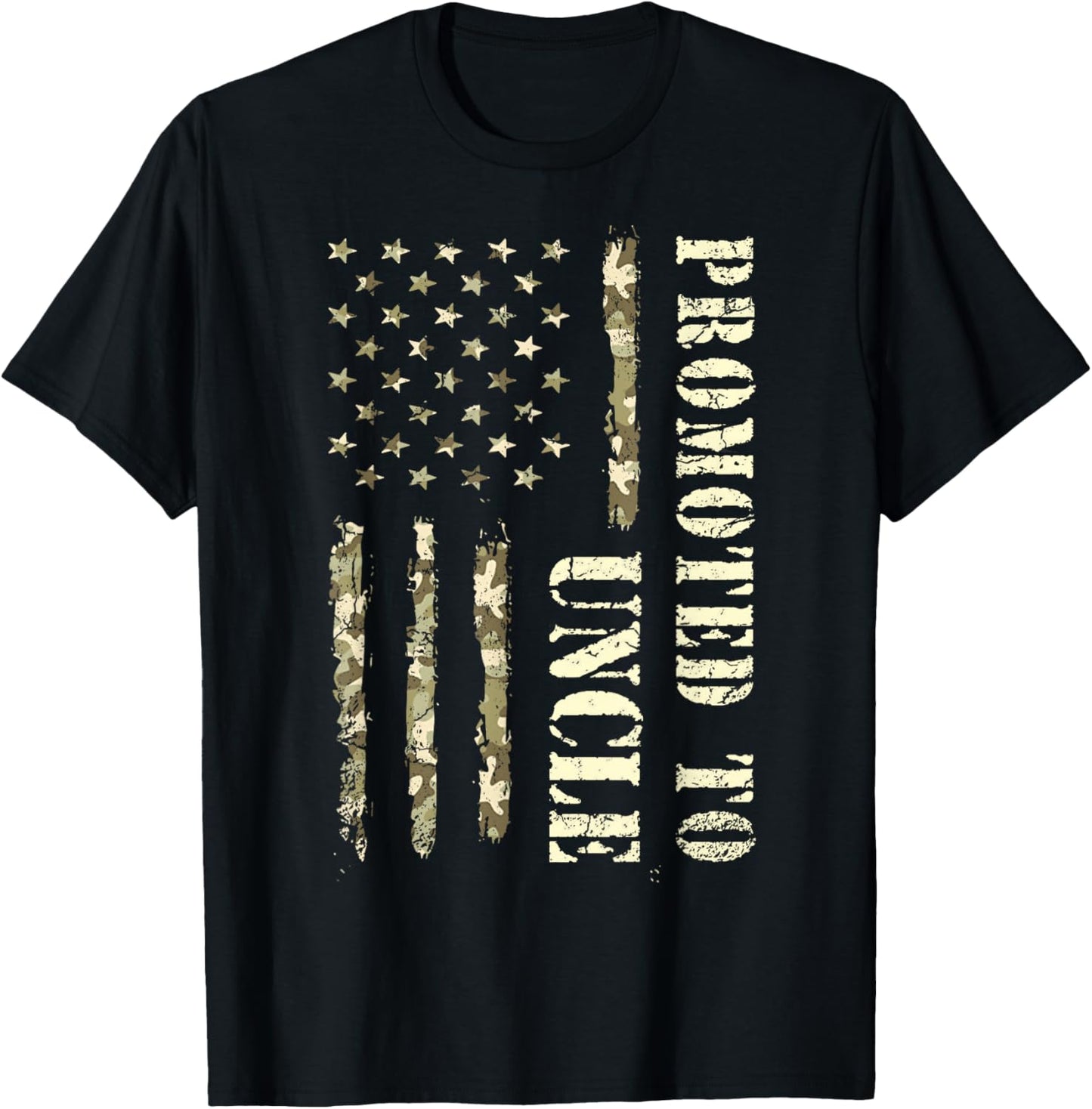 Promoted To Uncle, First Time Uncle American Flag Patriotic T-Shirt - T-Shirt | Black