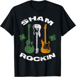 Sham Rocking Shamrock Guitar Music Lover St.Patrick's Day T-Shirt - T-Shirt | Black