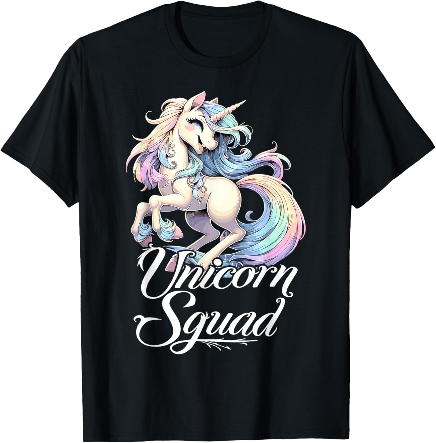 Unicorn Squad Birthday Party Cute Unicorn Girl T-Shirt - T-Shirt | Black