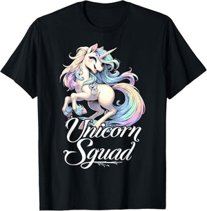 Unicorn Squad Birthday Party Cute Unicorn Girl T-Shirt - T-Shirt | Black
