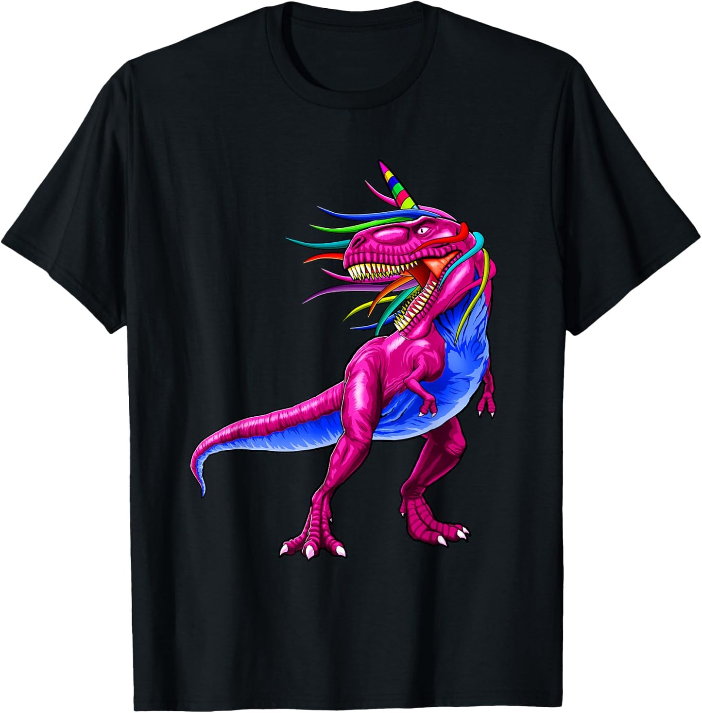 Unicorn Dinosaur T Rex Shirt Gift Women Men Kids Girl Boy T-Shirt - T-Shirt | Black