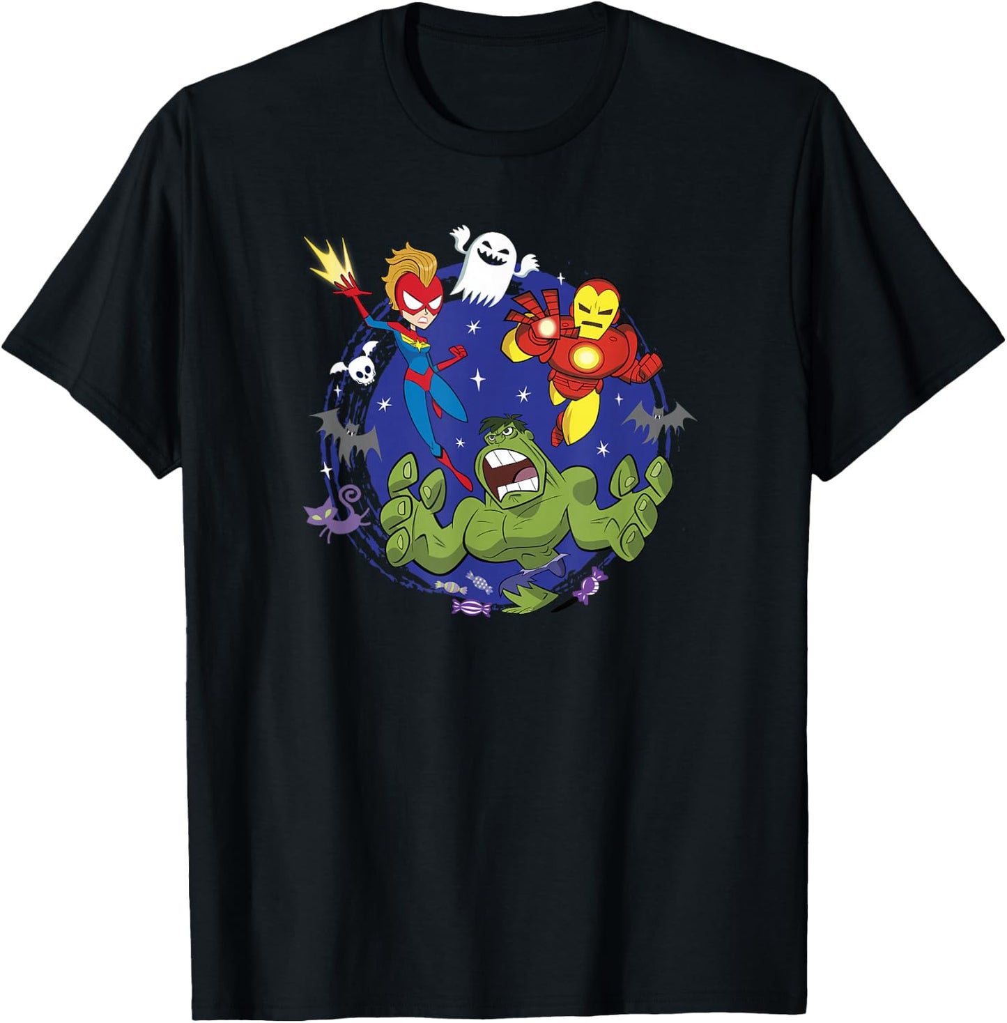 Marvel Halloween Hulk Ms. Marvel Iron Man Trio T-Shirt - T-Shirt | Black