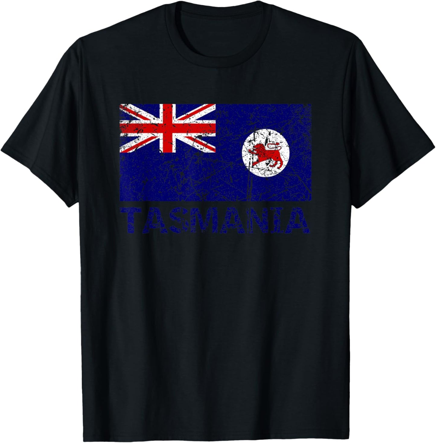 Tasmanian Flag Of Tasmania Distressed Men Women Kids Tassie T-Shirt - T-Shirt | Black