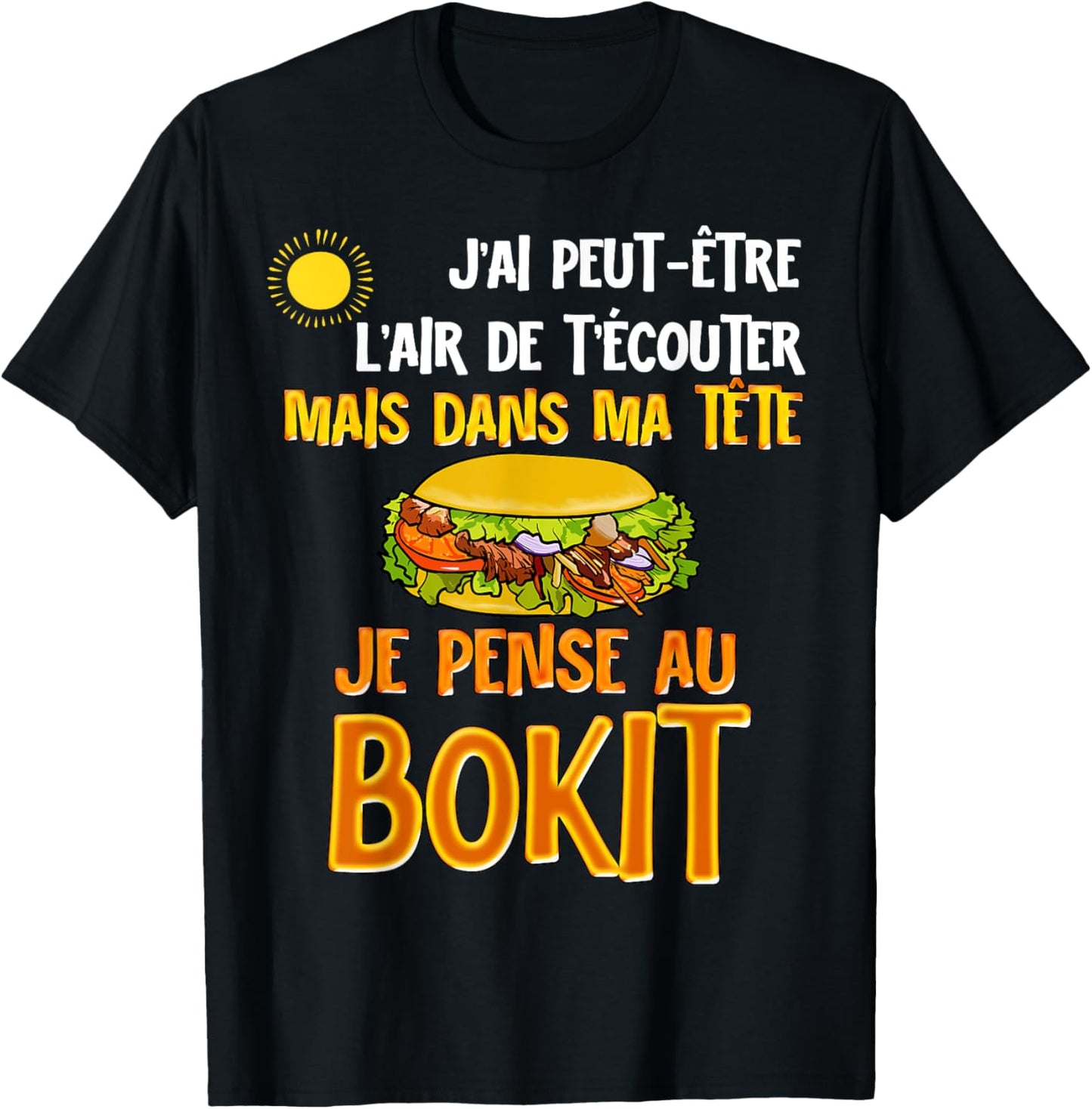 Guadeloupe Bokit Cuisine Antilles Humour Travel Tropical , Black, S T-Shirt - T-Shirt | Black