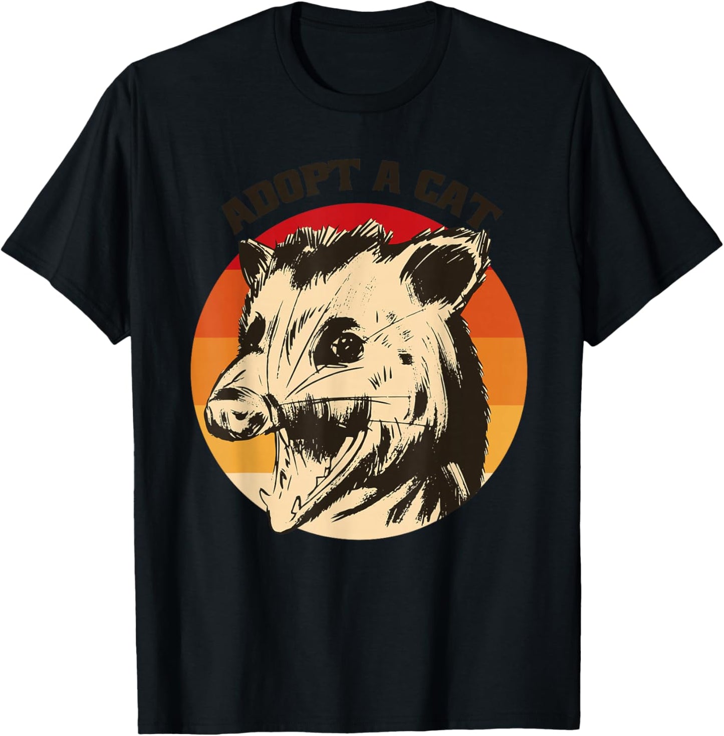 Opossum Adopt A Cat Vintage Funny Possum T-Shirt - T-Shirt | Black