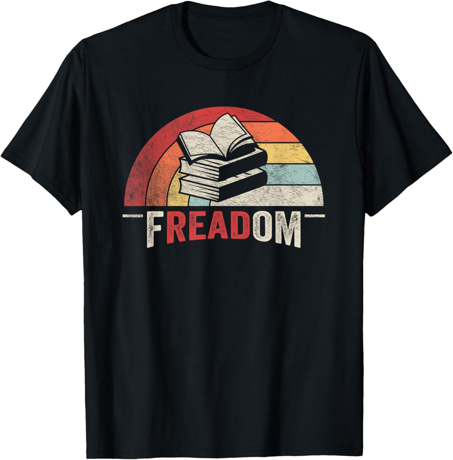 Retro Vintage fREADom Anti Ban Books Freedom To Read T-Shirt - T-Shirt | Black