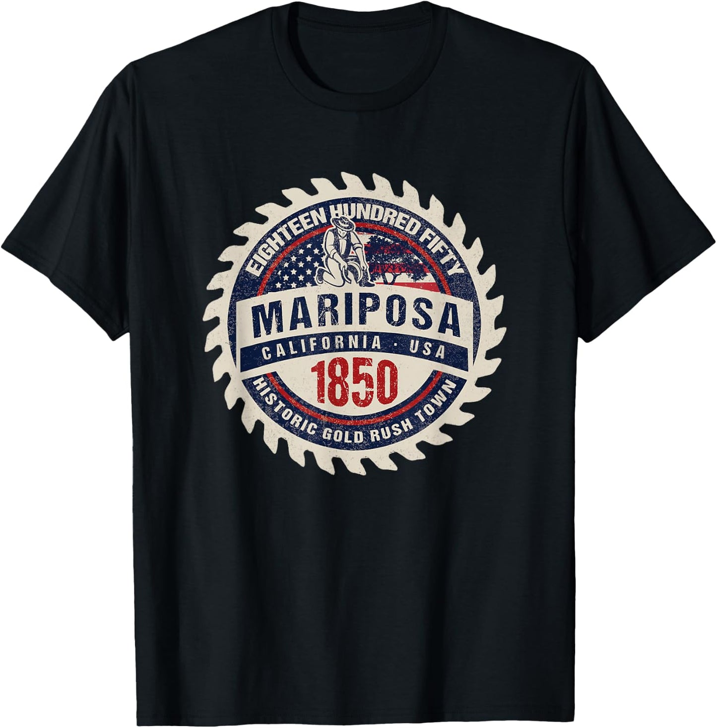 Mariposa California Historic Gold Rush Mining Town Souvenir T-Shirt - T-Shirt | Black