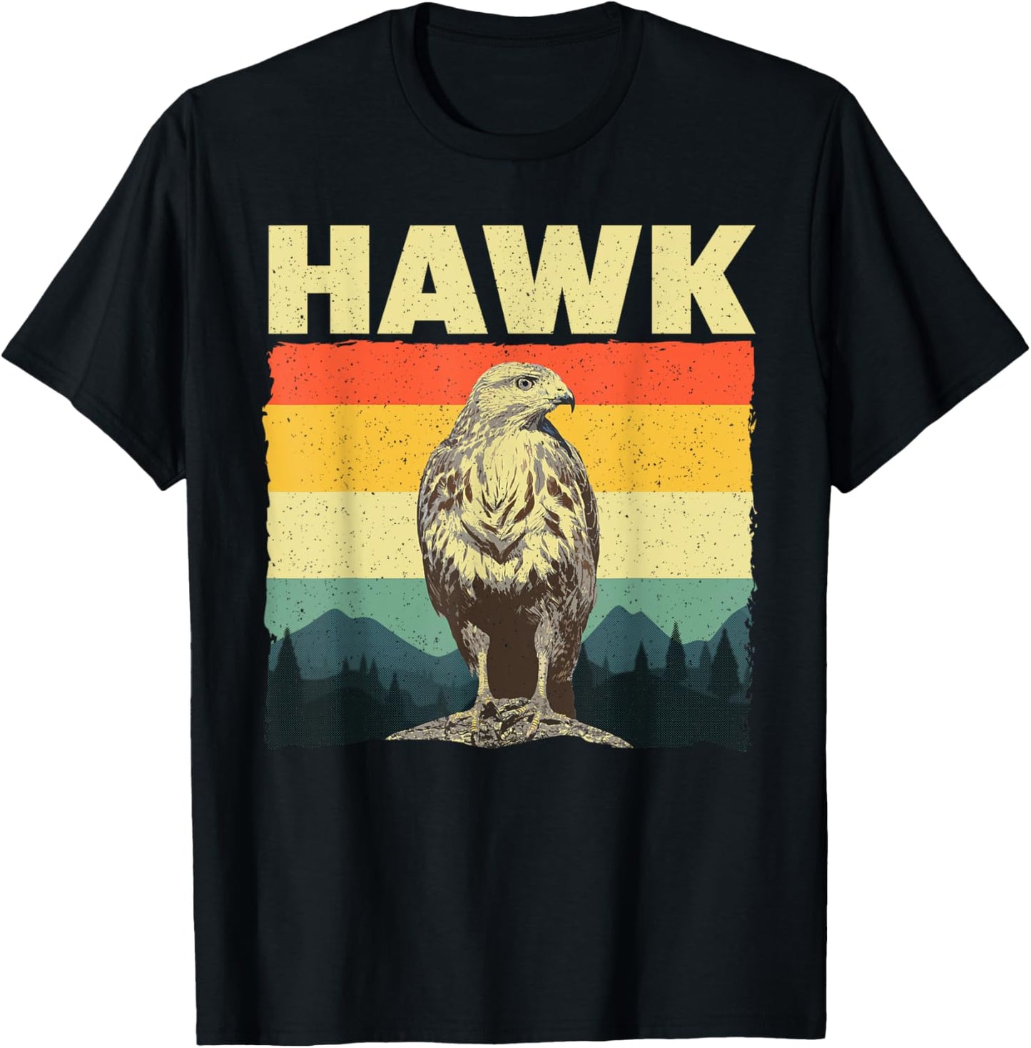Cute Hawk Design Women Kids Bird Vintage Hawk Lovers T-Shirt - T-Shirt | Black