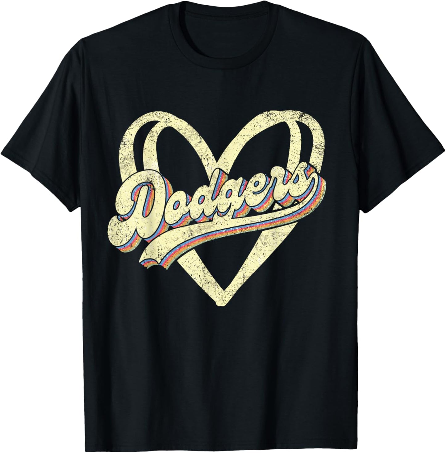 Dodgers Name Retro Vintage First Name Dodgers Lover Usa Flag T-Shirt - T-Shirt | Black
