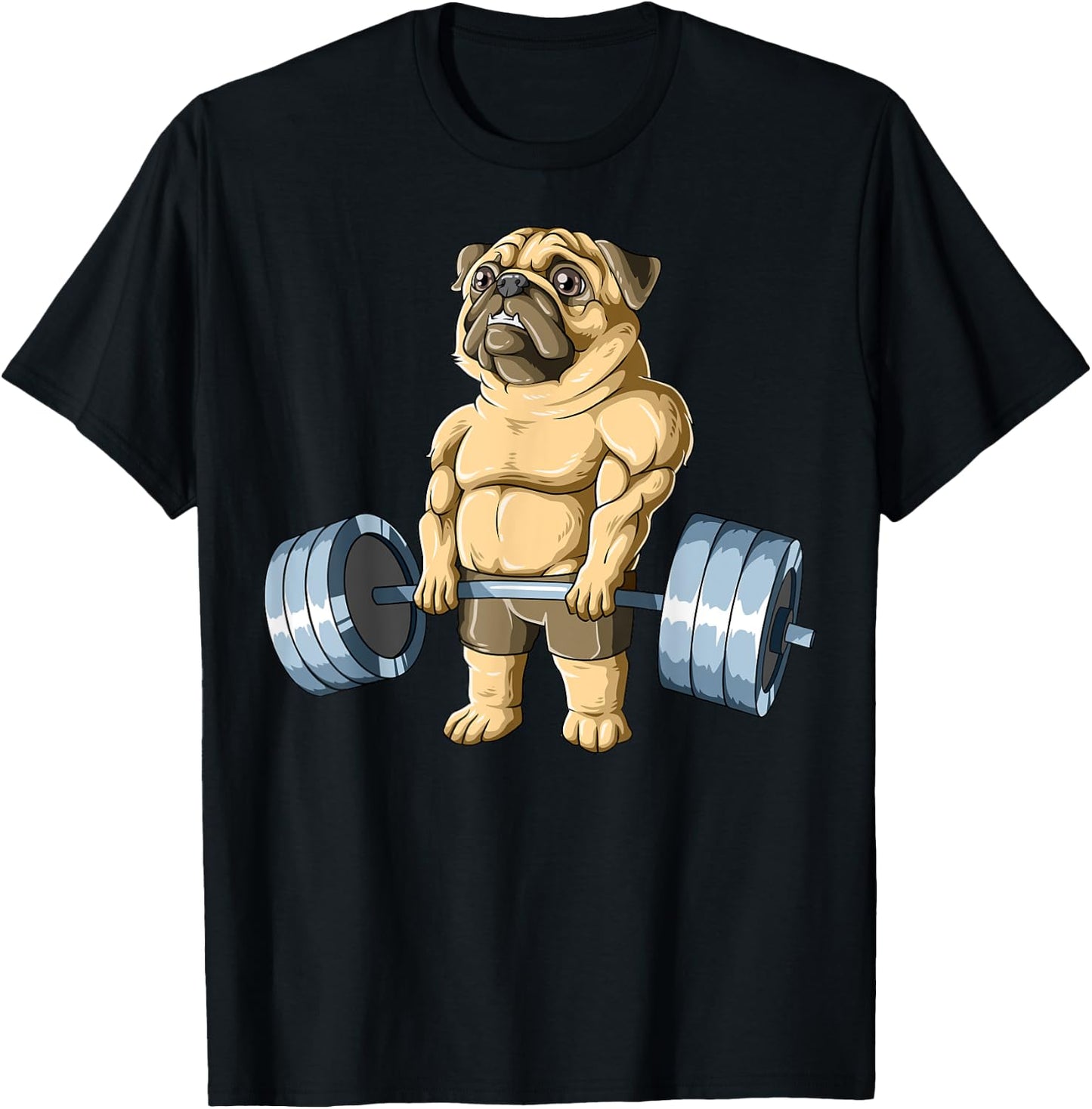 Weightlifting Pug Deadlifting Pug Powerlifting Workout Gym T-Shirt - T-Shirt | Black