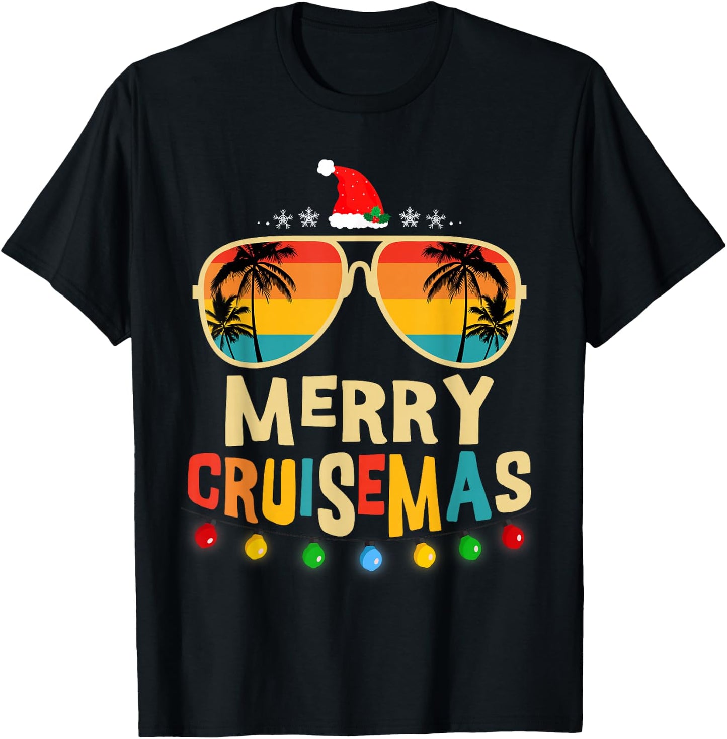 Merry Cruisemas 2025 Christmas Santa Reindeer Cruise T-Shirt - T-Shirt | Black