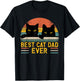 Best Cat Dad Ever Retro Style Black Cats Lover T-Shirt - T-Shirt | Black