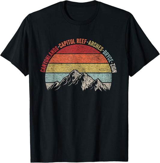 Vintage Utah Souvenir Big 5 Utah Mighty Five National Park T-Shirt - T-Shirt | Black