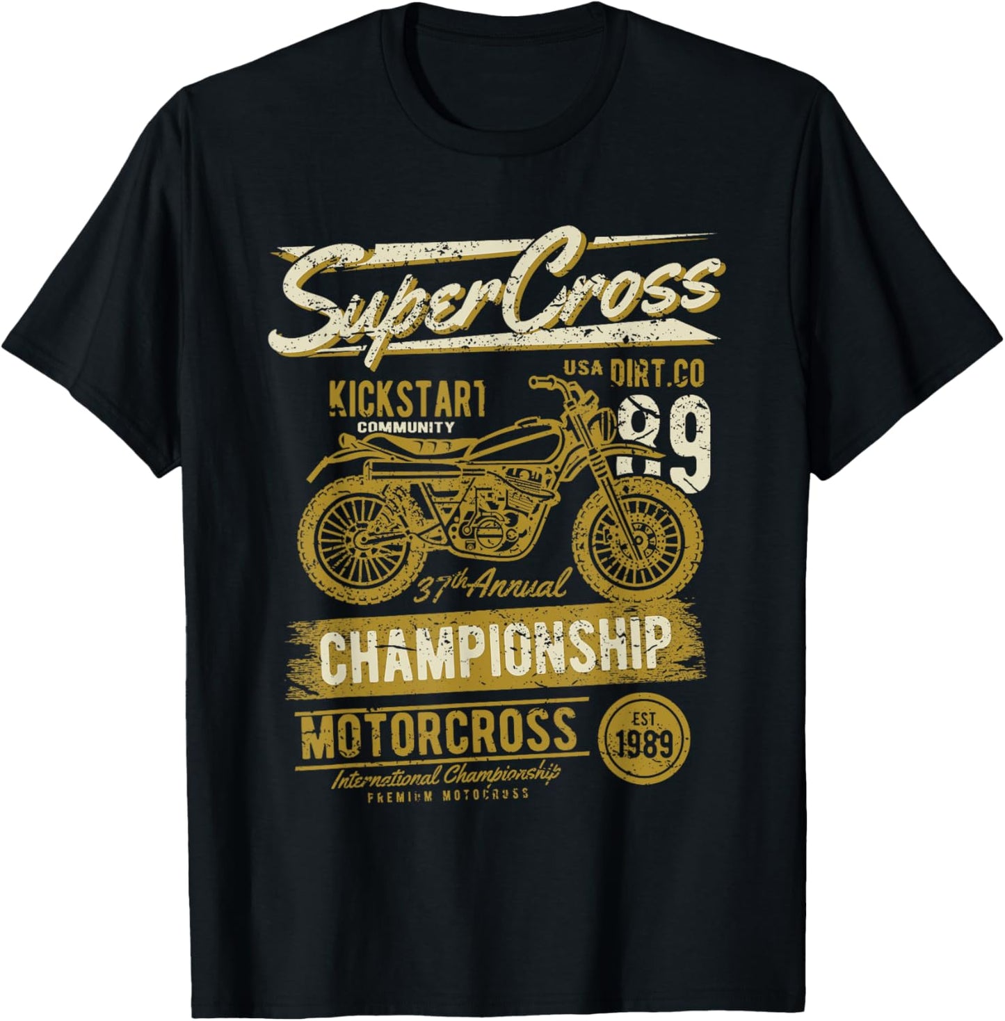 Retro Dirt Bike Supercross Motocross Vintage Design T-Shirt - T-Shirt | Black