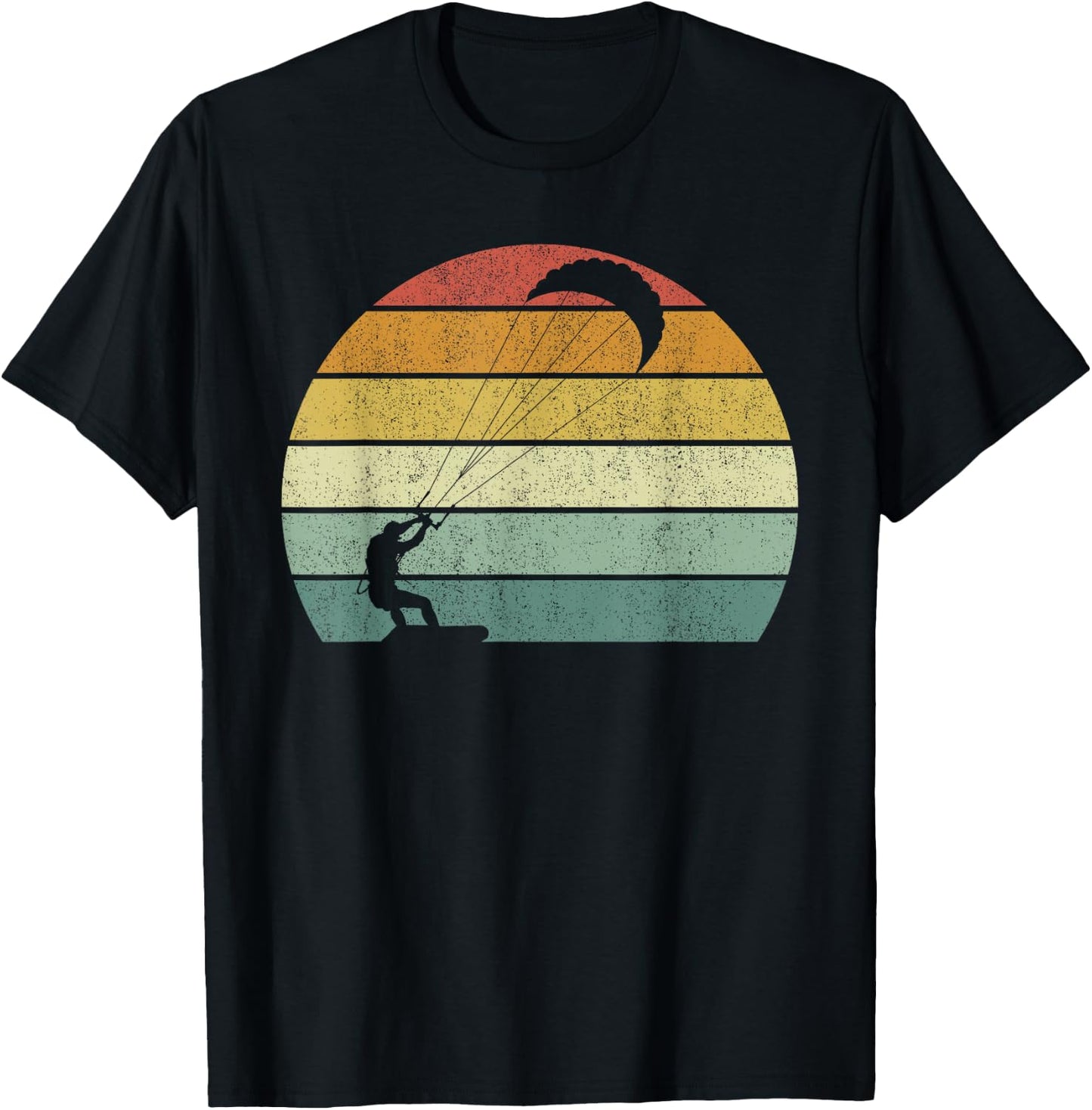 Vintage Retro Kiteboarding Shirt Kitesurfing Kitesurf Gift T-Shirt - T-Shirt | Black