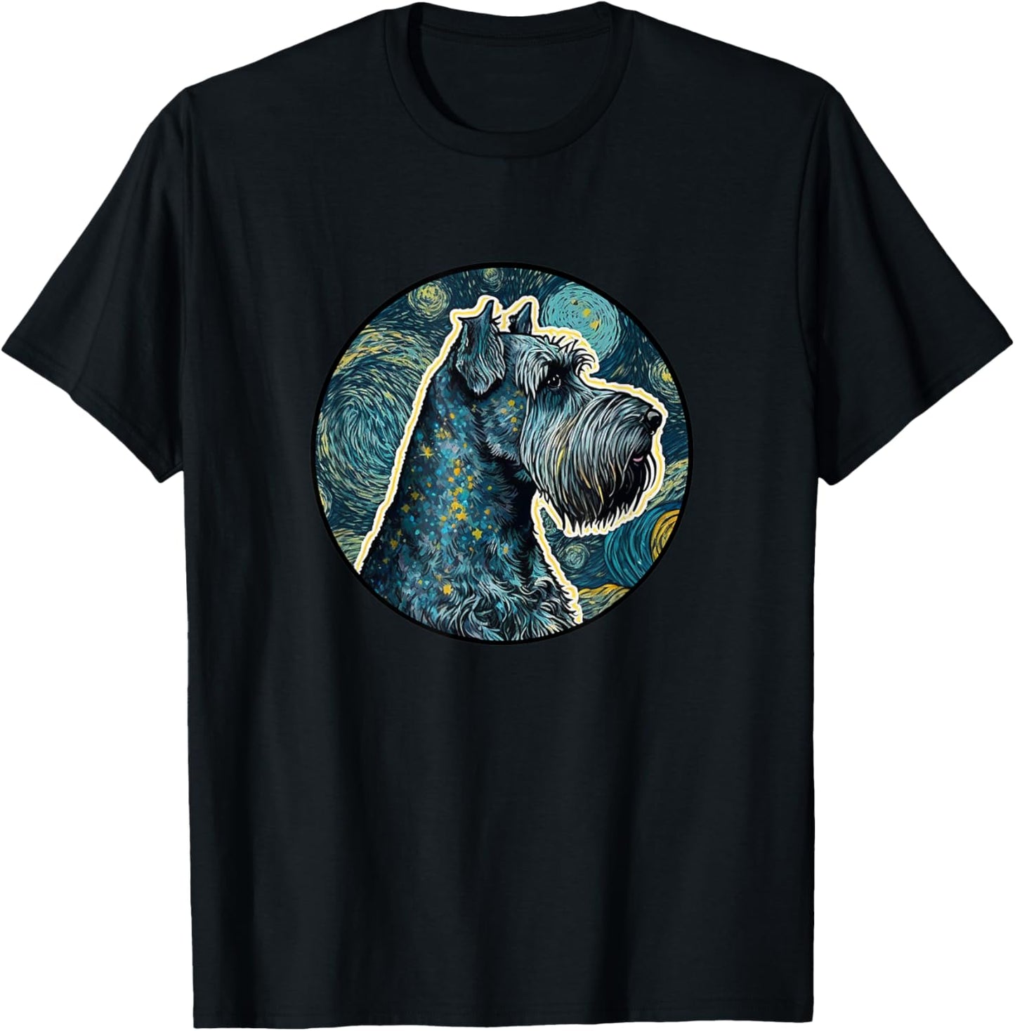 Standard Schnauzer Starry Night Painting Dog Mom Dad T-Shirt - T-Shirt | Black