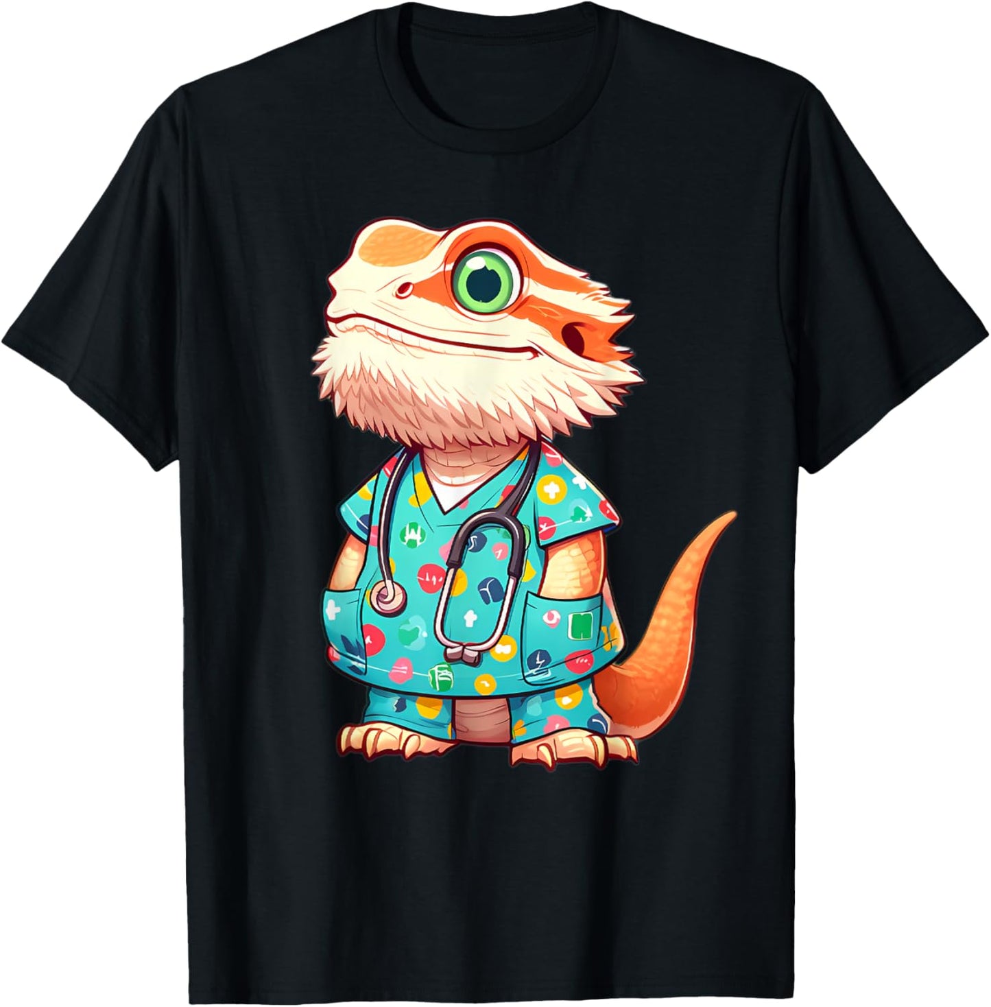 Bearded Dragon Nurse Animal T-Shirt - T-Shirt | Black