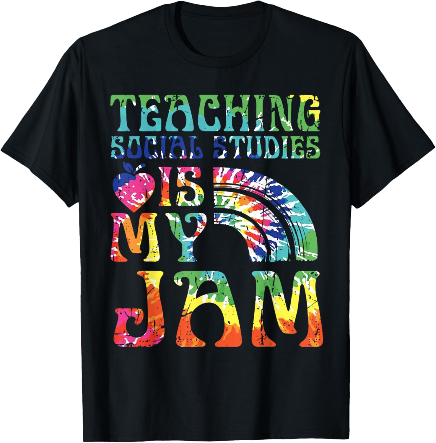 Tie Dye Teaching Social Studies Is My Jam Sunglasses Teacher T-Shirt - T-Shirt | Black