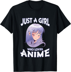 Just A Girl Who Loves Anime Gifts for Teen Girls Anime Merch Small T-Shirt - T-Shirt | Black