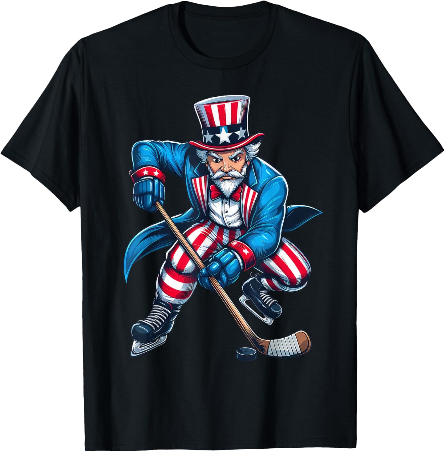 Uncle Sam Hockey Player 4th of July Boys Girls Kids Football T-Shirt - T-Shirt | Black