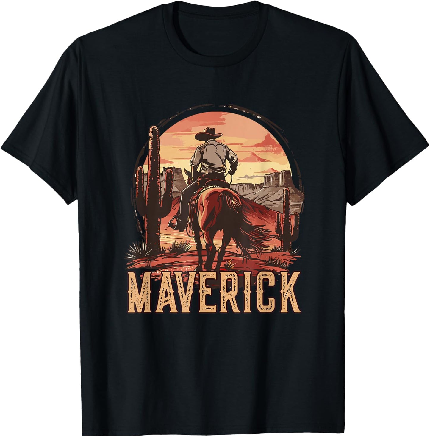 Maverick Western Country Cowboy Kids Toddler Boys T-Shirt - T-Shirt | Black