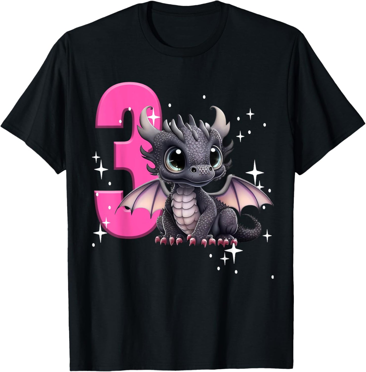 3rd Birthday Shirt Dragon Party Birthday Girl Toddler Three T-Shirt - T-Shirt | Black