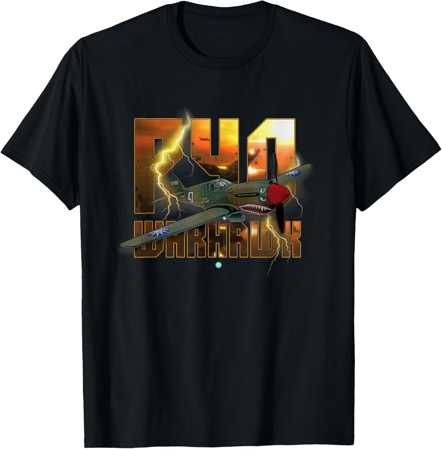 P-40 Warhawk WWII Fighter Gift Aircraft Shirt Gift T-Shirt - T-Shirt | Black