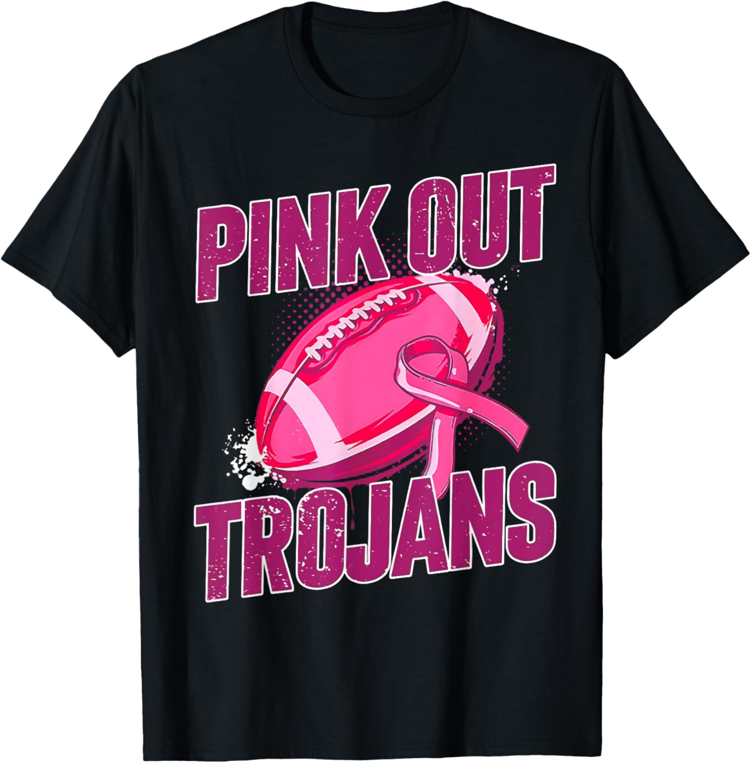 Trojans Pink Out Football Tackle Breast Cancer T-Shirt - T-Shirt | Black