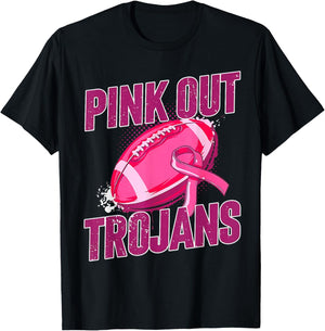 Trojans Pink Out Football Tackle Breast Cancer T-Shirt - T-Shirt | Black