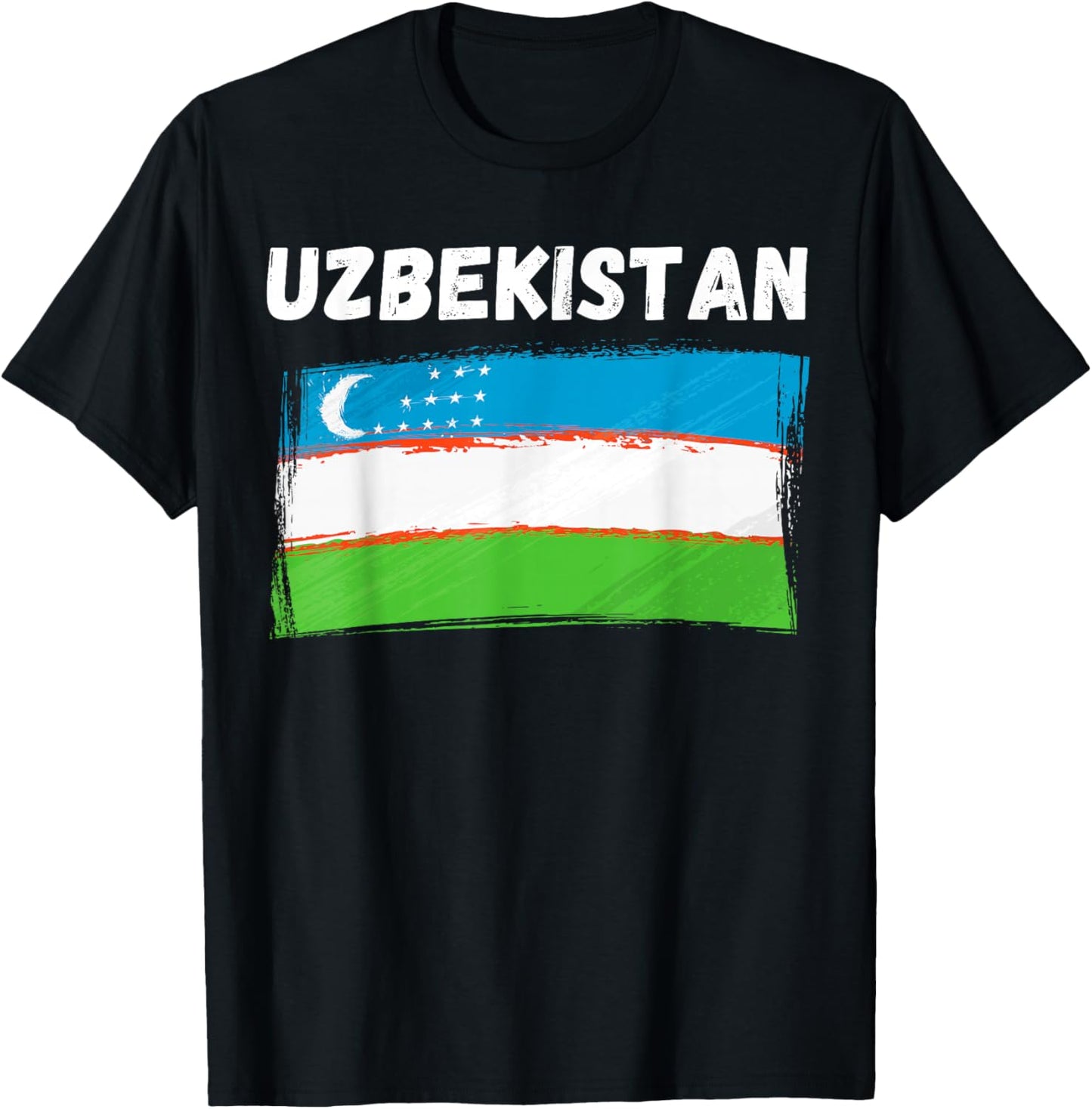 Uzbekistan Flag Vintage Grunge Uzbek Flag Uzbekistan T-Shirt - T-Shirt | Black