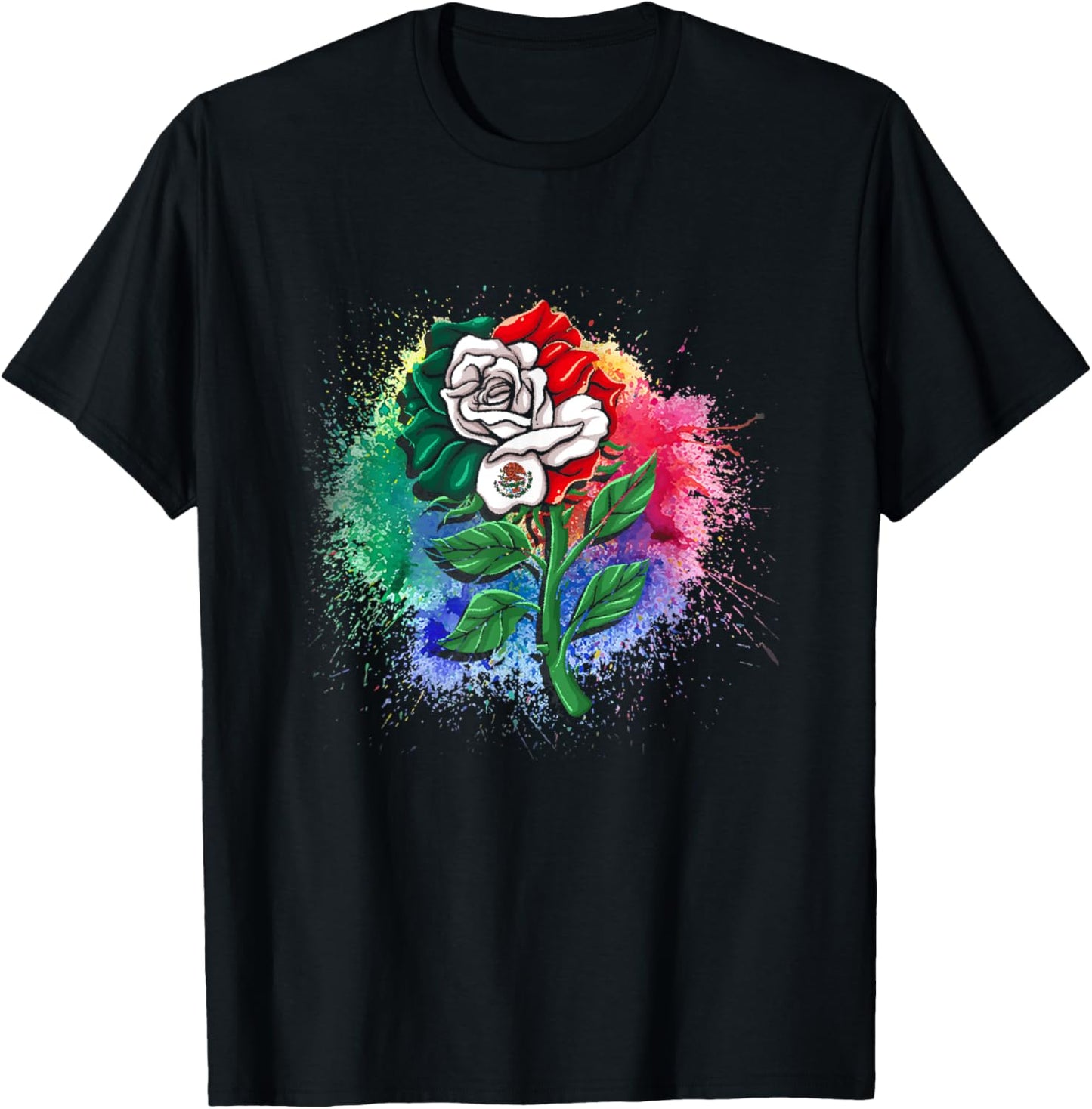 Mexico Gift Rose Tijuana Mexican Hispanic Pride Poncho T-Shirt - T-Shirt | Black