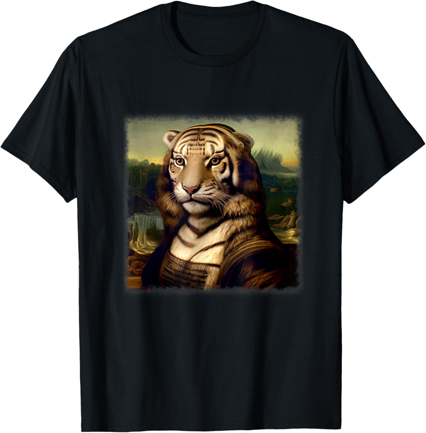 Mona Lisa with Tiger Head T-Shirt - T-Shirt | Black