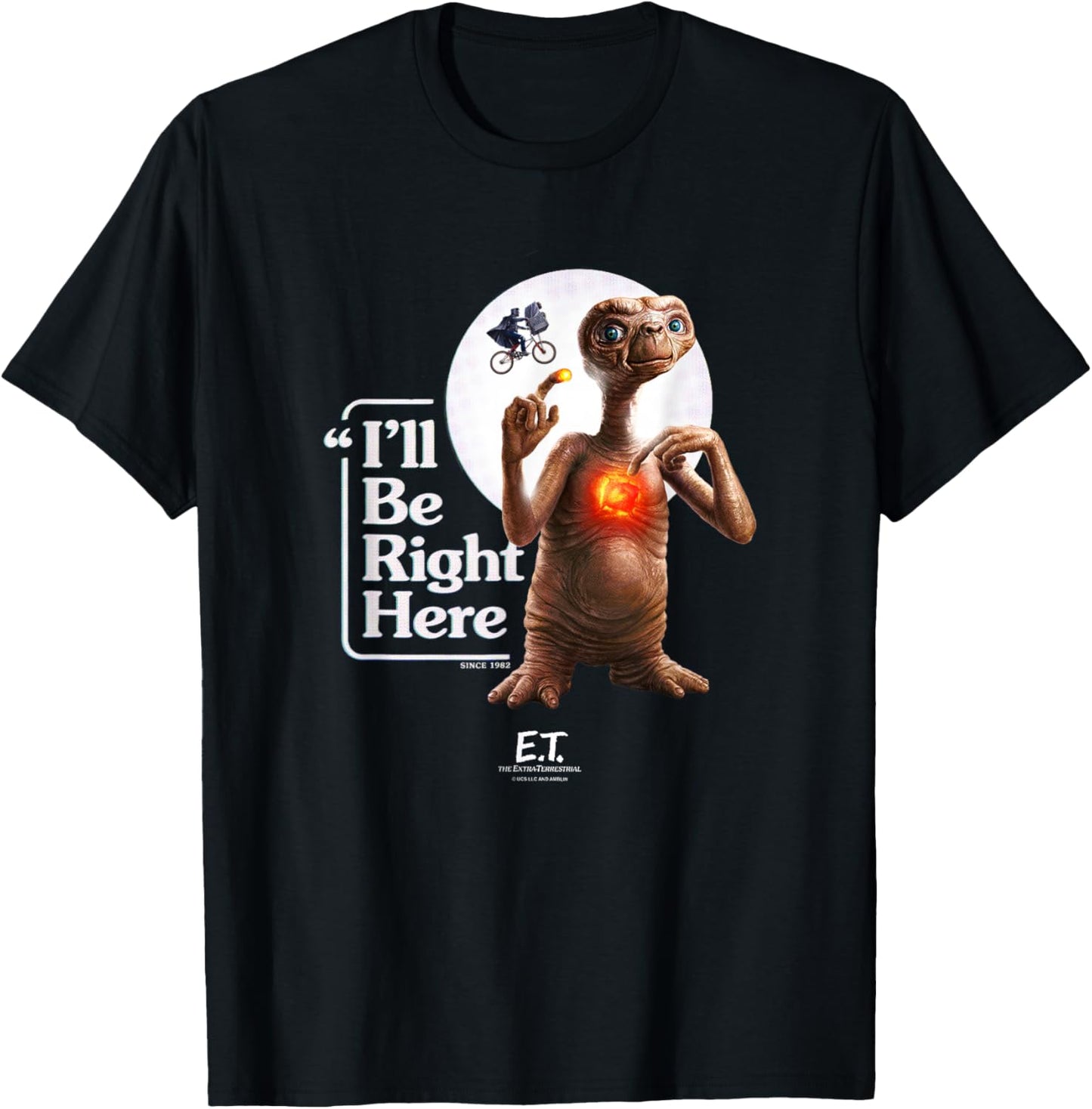 E.T. the Extraterrestrial I'll be Right Here Moon Glow T-Shirt - T-Shirt | Black
