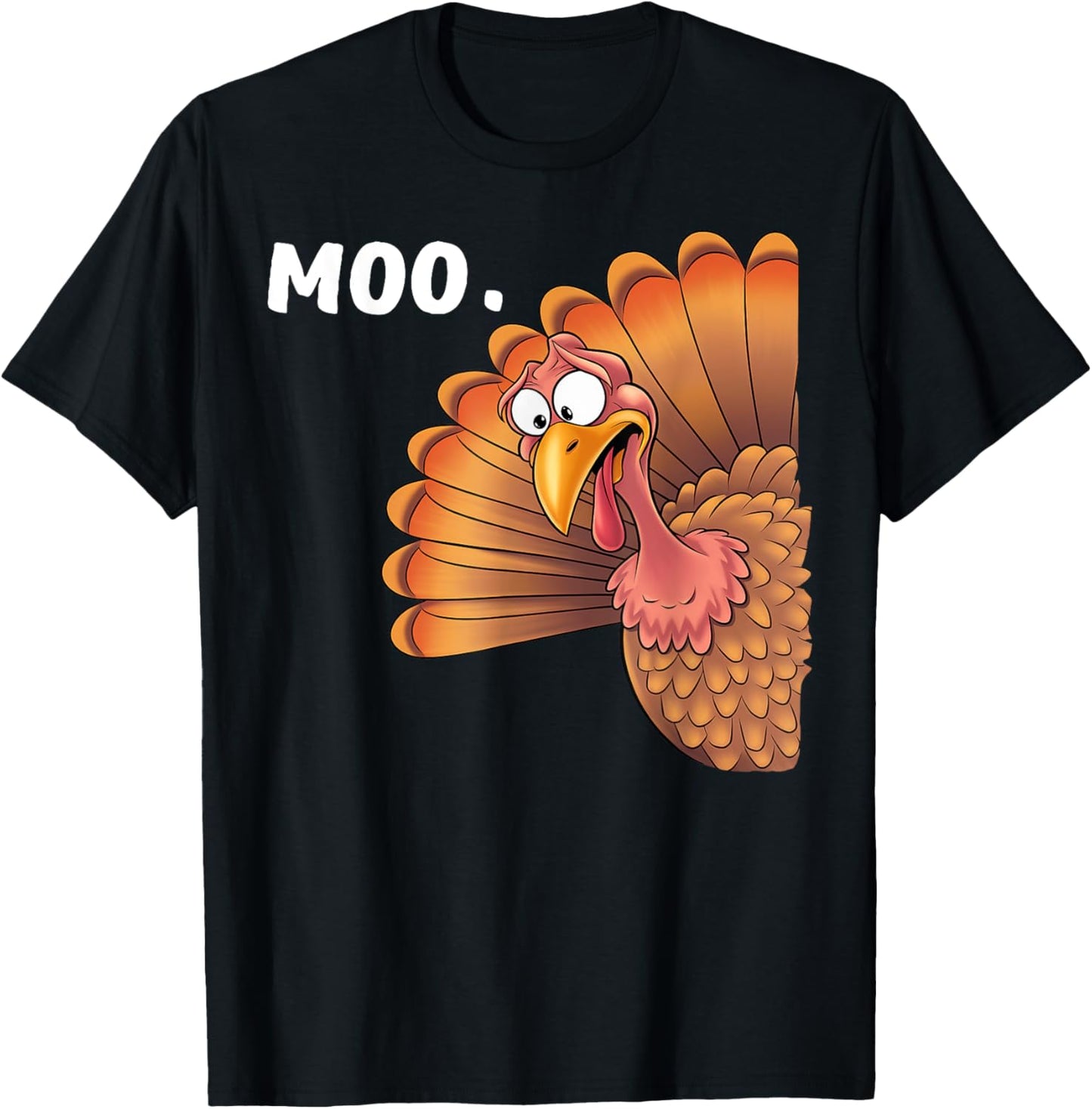 Turkey Moo Funny Thanksgiving Gifts Women Kid Boy T-Shirt - T-Shirt | Black