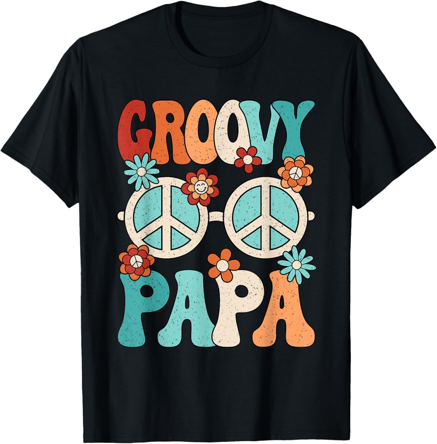 Groovy Papa Dad Hippie Peace Disco Men 60s 70s Party Outfit T-Shirt - T-Shirt | Black