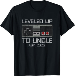 I Leveled Up To Uncle 2025 Promoted To First Time New Uncle T-Shirt - T-Shirt | Black