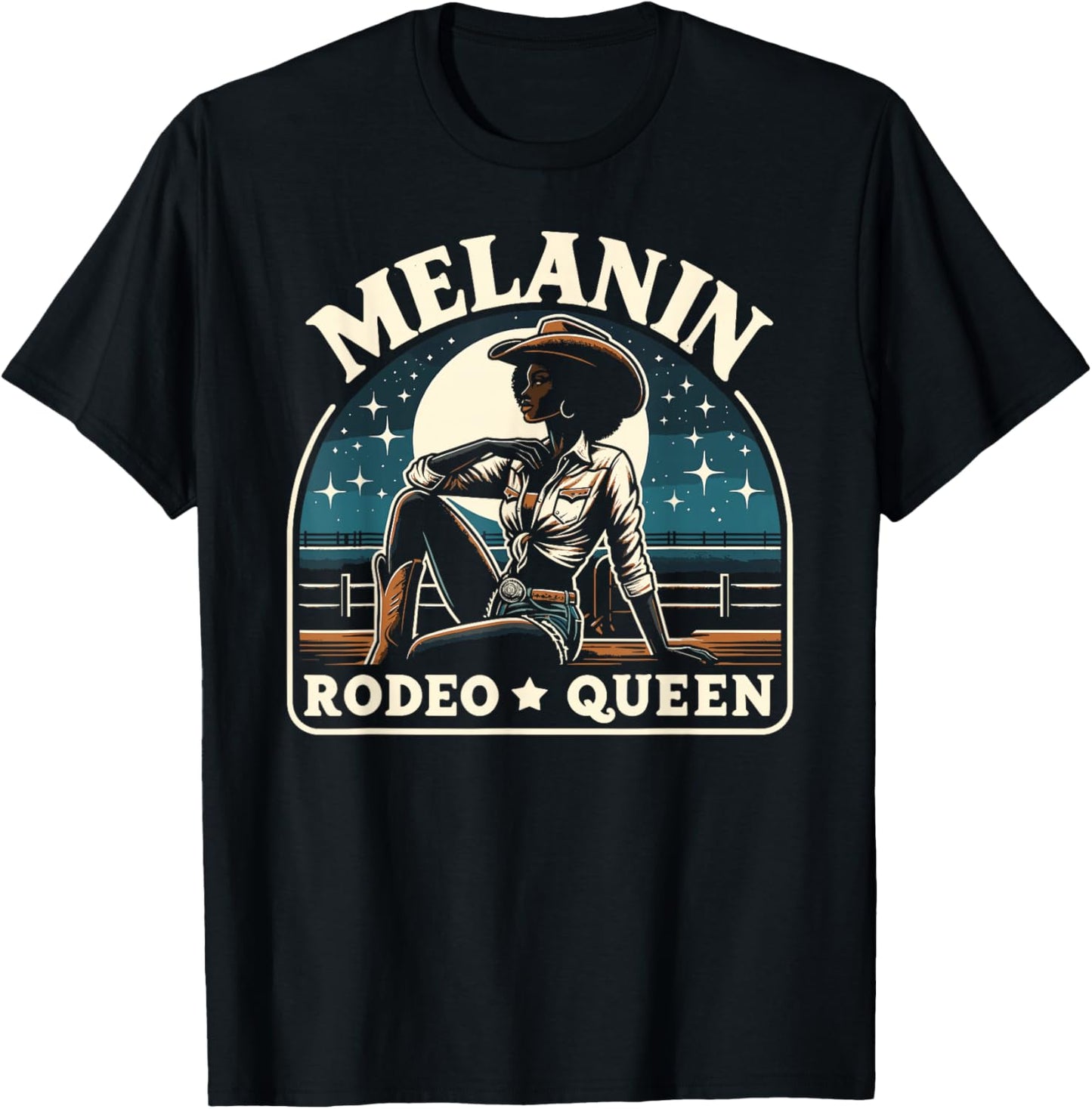 Melanin Rodeo Queen, Country African American Cowgirl T-Shirt - T-Shirt | Black