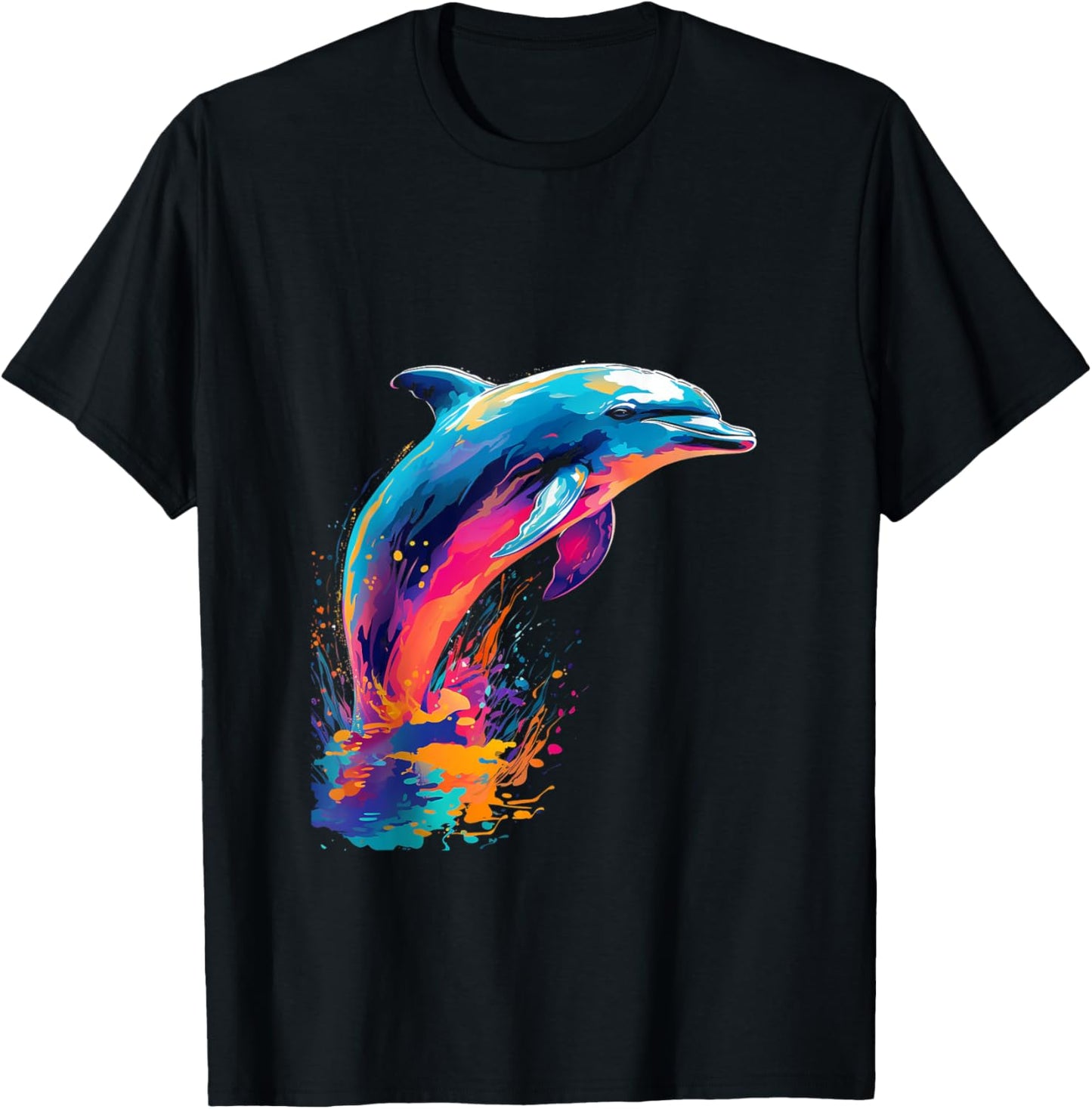 Dolphin Wildlife Colorful Design Dolphin Lover Wildlife Fish T-Shirt - T-Shirt | Black