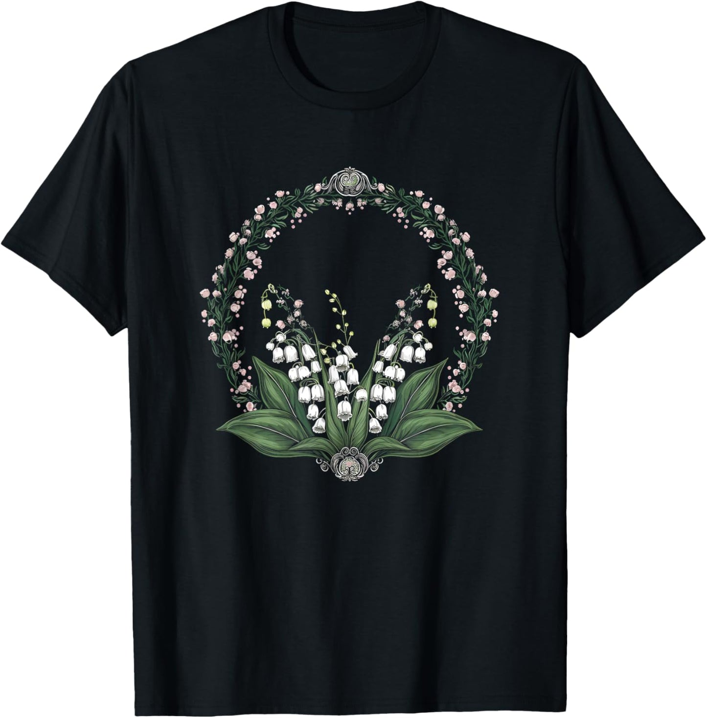 May Birthday Lily of The Valley Flower Spring White Flower T-Shirt - T-Shirt | Black