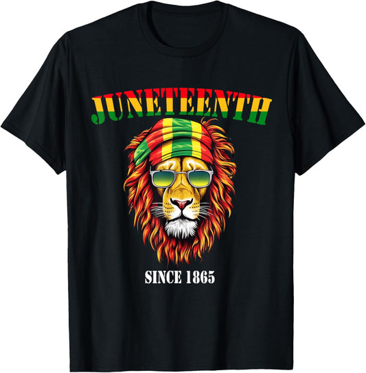 Awesome Lion Juneteenth Cool Black History June 19 2025 Flag T-Shirt - T-Shirt | Black