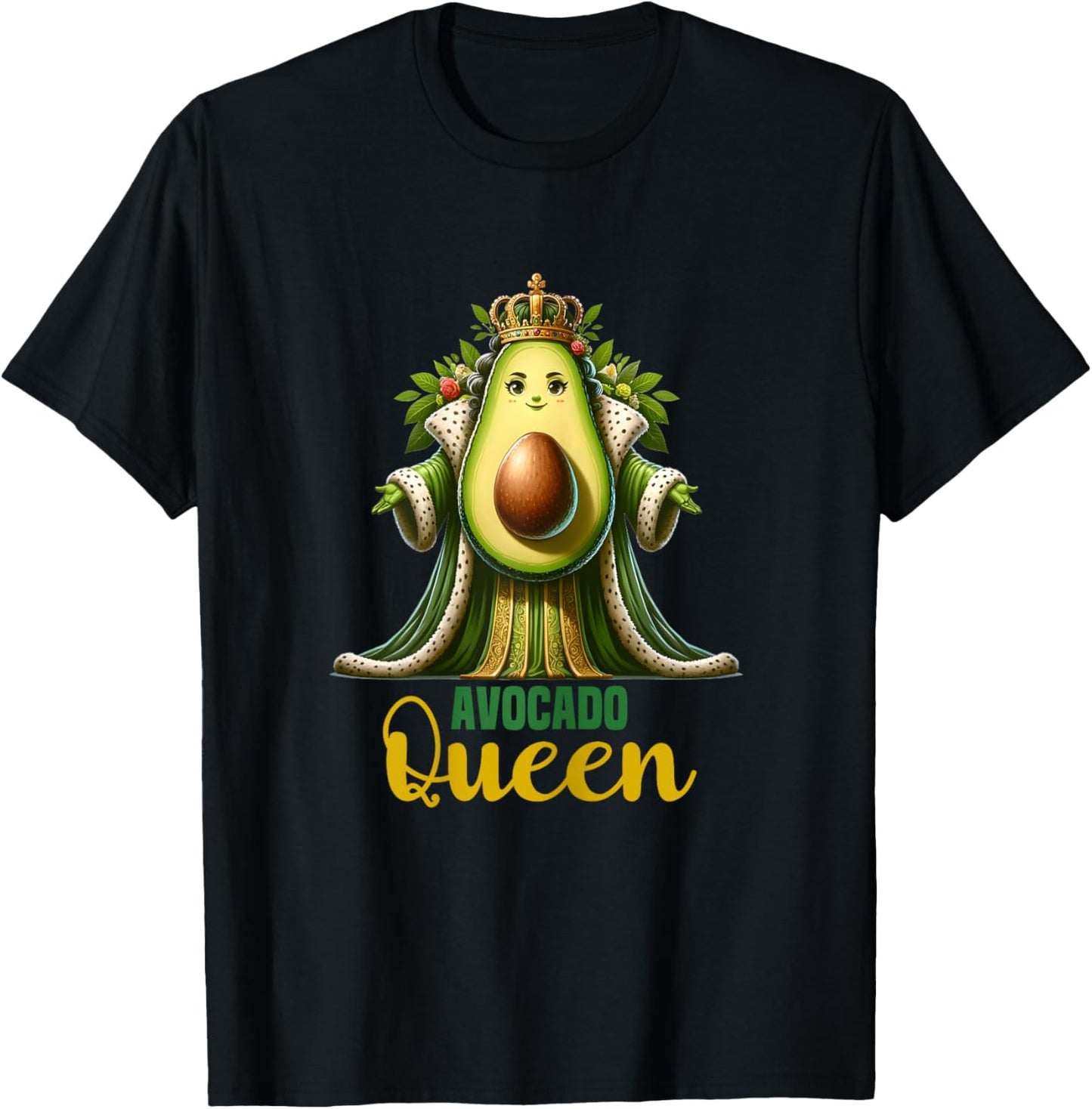 Avocado Queen Funny Vegan For Girls Women Cool Avocados T-Shirt - T-Shirt | Black