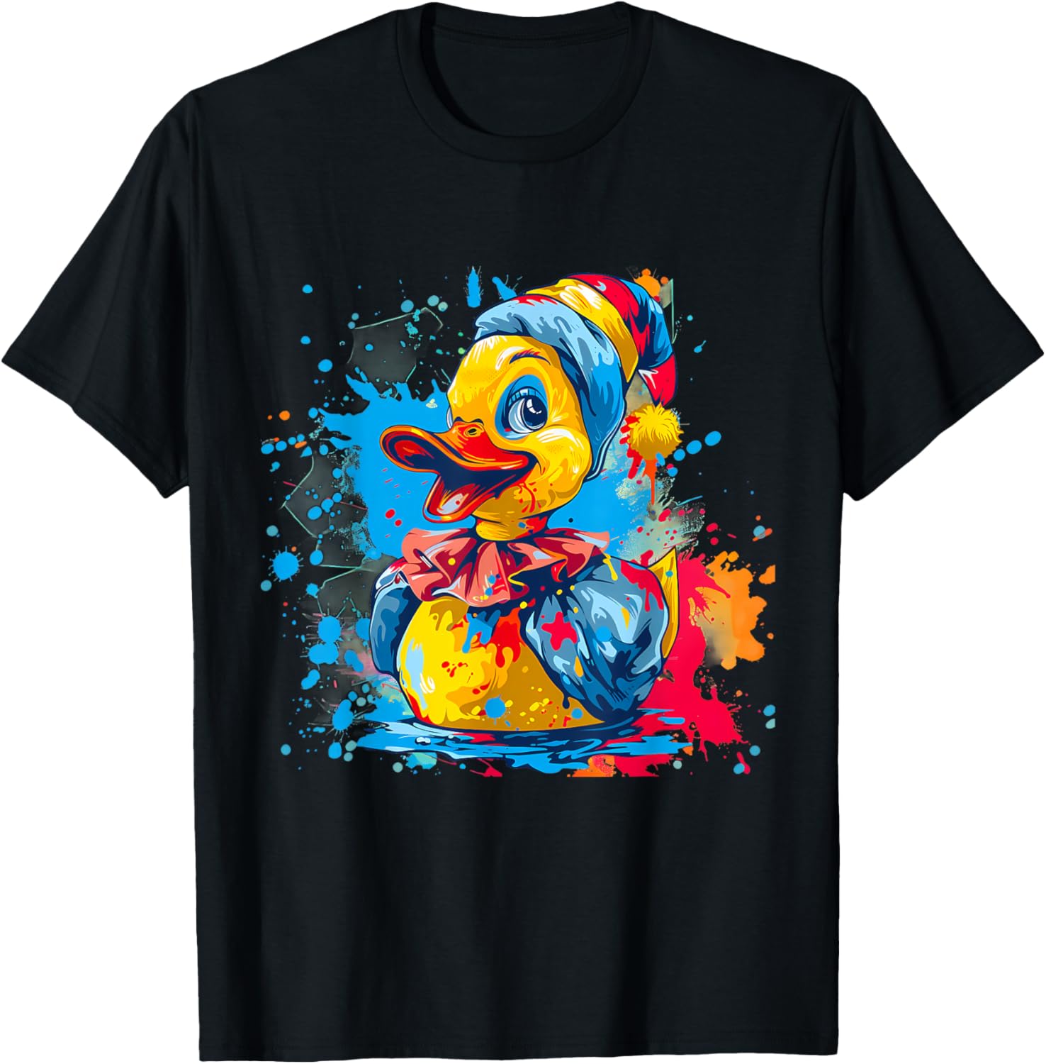 Rubber Duck Clown Rubber Duckling Rubber Duckie Watercolor T-Shirt - T-Shirt | Black