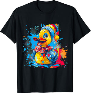 Rubber Duck Clown Rubber Duckling Rubber Duckie Watercolor T-Shirt - T-Shirt | Black