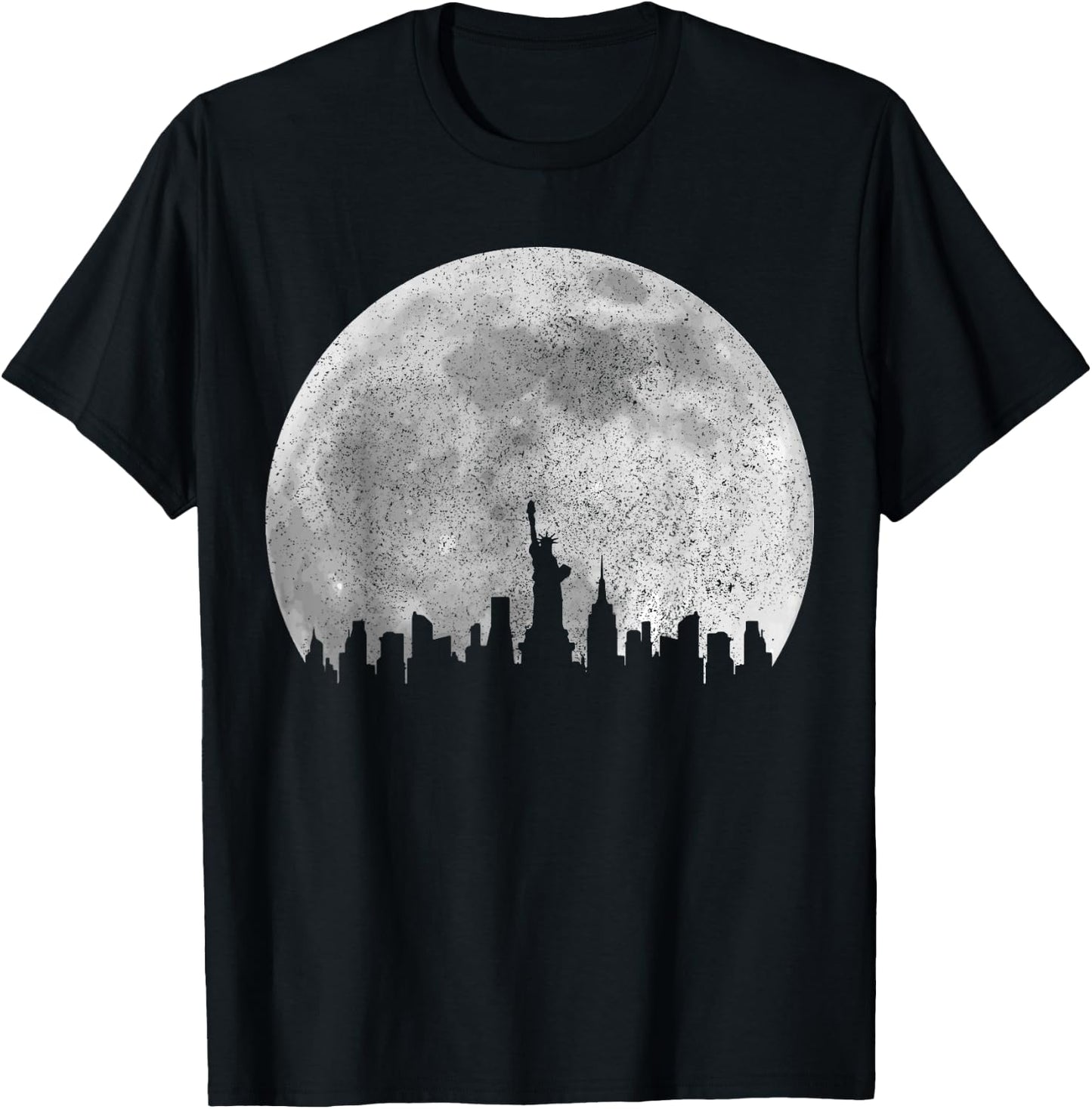 New York City NYC NY Skyline Moon Pride Vintage T-Shirt - T-Shirt | Black